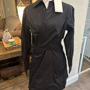 Dance & Marvel Black Collared Shirt Dress